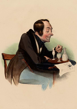 Man with Drink, Vintage Illustration