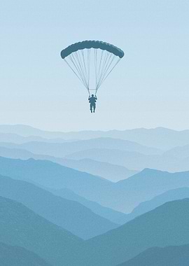 Parachutist over Mountain Ranges