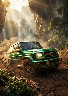 Green Mercedes-AMG G63 off-roading