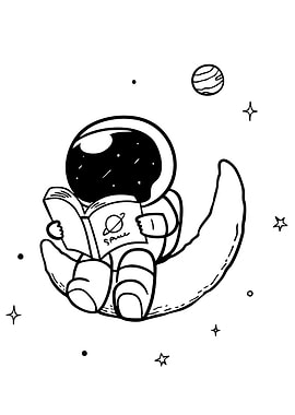 Astronaut Reading on the Moon