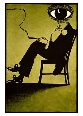 Eye-Headed Man Smoking Cigar Illustration