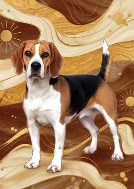 Beagle Dog Portrait with Abstract Background