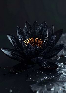 Black Lotus Flower Close-Up