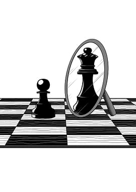 Chess Pawn Queen Reflection