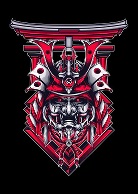 Samurai Mask with Torii Gate