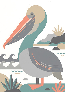 Stylized Pelican Illustration