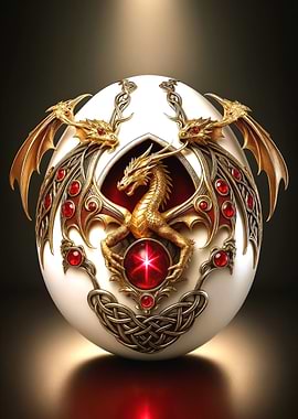 Dragon Egg with Golden Dragons