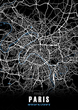 Paris City Map - Black and White