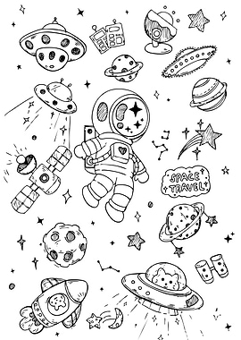 Space Travel Doodle Art
