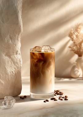 Iced Coffee Drink with Coffee Beans