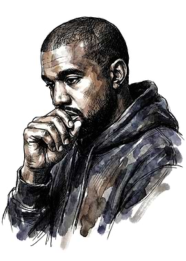 Kanye West Portrait Watercolor Art