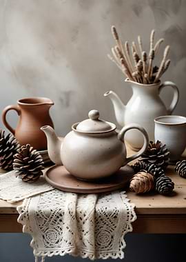 Rustic Tea Set Still Life