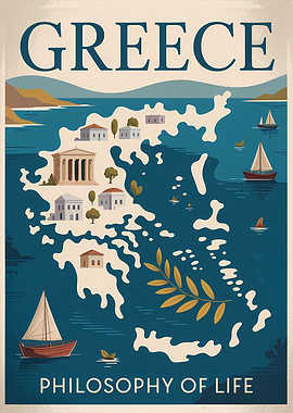 Greece: Philosophy of Life Travel Poster