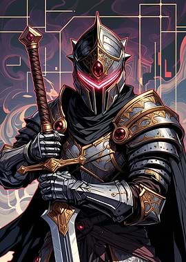 Armored Knight with Sword Digital Art