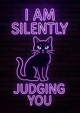 Silently Judging You Neon Cat