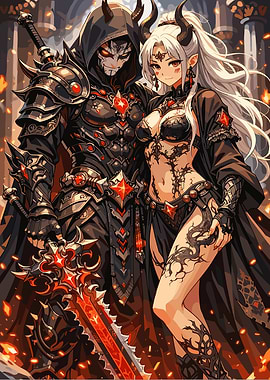 Anime Demon Couple with Sword