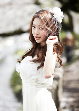 Yura korean in White Dress and Veil