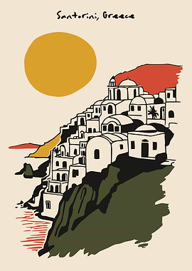Santorini, Greece Illustration