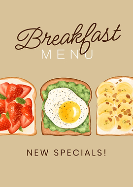 Breakfast Menu New Specials Illustration