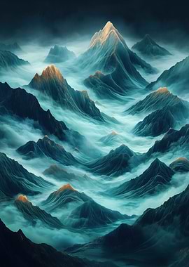 Misty Mountain Range Landscape