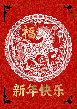 Chinese Lunar New Year 2026 Horse Art
