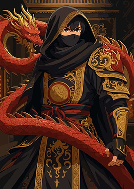 Anime Ninja with Dragon