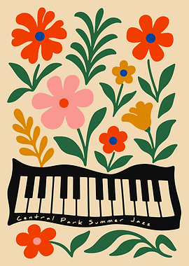 Central Park Summer Jazz Floral Piano