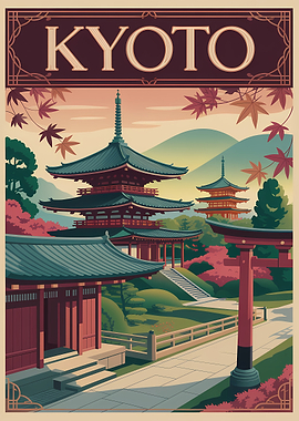 Kyoto Vintage Travel Poster