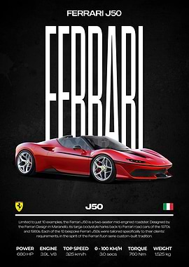 Ferrari J50 Red Sports Car Poster