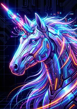 Cyberpunk Unicorn Digital Art