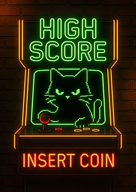 Neon Arcade Cat High Score