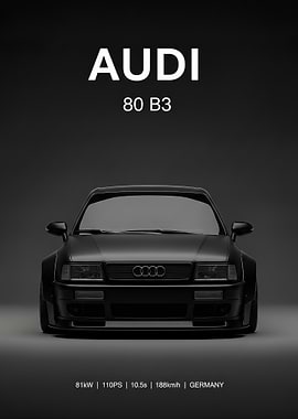 black Audi 80 B3 Car Portrait
