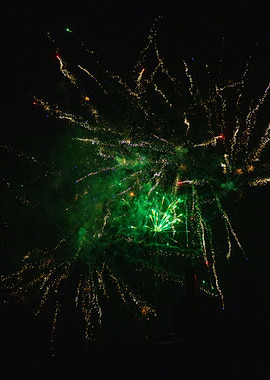 Green and Gold Fireworks Display