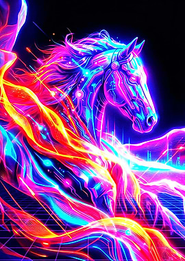 Cyberpunk Horse Digital Art