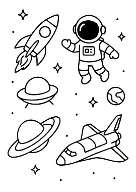 Space Exploration Line Art Illustration