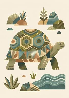 Geometric Turtle Illustration