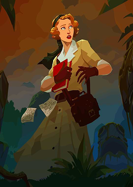 Adventurer in Jungle Illustration