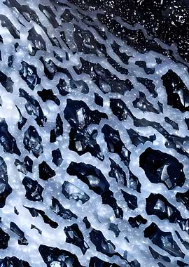 Abstract Crystal Formation in Blue, Black and White
