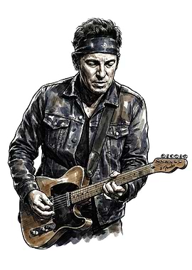 Bruce Springsteen playing guitar illustration