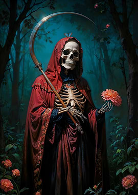 The Red Veil of Mercy Santa Muerte