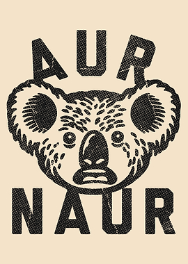 Vintage Koala Poster, Retro Animal Wall Art, AURNAR Nursery or Wildlife Print