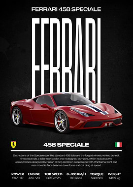 Ferrari 458 Speciale Car Poster