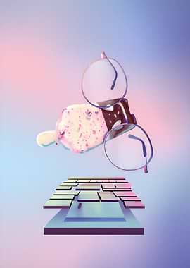 Surreal Ice Cream and Glasses Composition