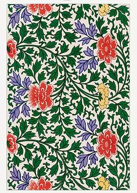 Floral Pattern with Red and Yellow Flowers