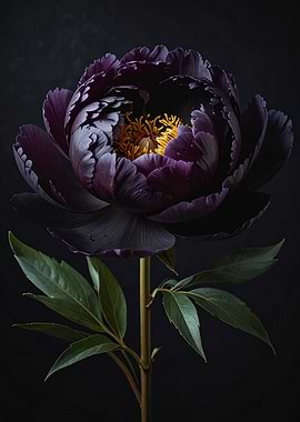 Dark Purple Peony Flower Still Life