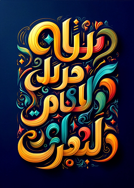 Arabic Calligraphy Art on Dark Blue