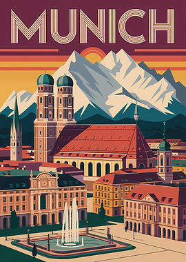Munich Cityscape Travel Poster