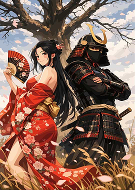 Samurai and Geisha in a Field