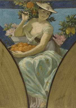 Woman with Oranges Painting