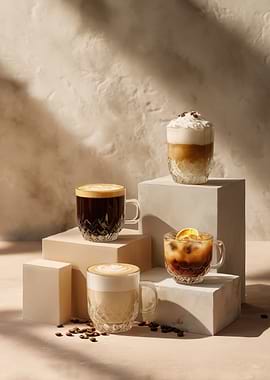 Coffee drinks on geometric platforms